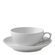 Royal Copenhagen - White Fluted Half Lace Tekopp med fat 20 cl