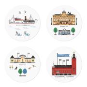 Citronelles - Stockholm City Glasunderlägg 9 cm 4-pack Multi