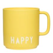 Design Letters - Favourite Mugg med öra Happy 25 cl Gul