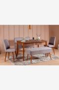 Hanah Home - Set med bord och stolar (5 delar) - Mina - Brun - Matgrup...