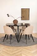 Venture Home - Matgrupp Dipp med 4 st matstolar Velvet Stitches - Svar...