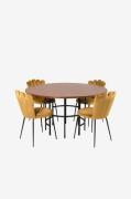 Furniture Fashion - Matbord Copenhagen med 4 st Matstol Limhamn - Guld...