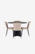 Venture Home - Matgrupp Bootcut med 4st matstolar Limhamn - Svart - Ma...