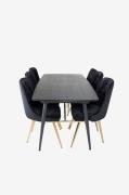 Venture Home - Matgrupp Gold med 6st matstolar Velvet Deluxe - Svart -...