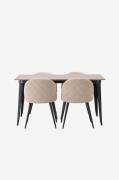 Venture Home - Matgrupp Tempe med 4st matstolar Velvet - Brun - Matgru...