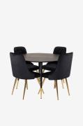 Venture Home - Matgrupp Dipp med 4st matstolar Velvet Deluxe - Svart -...