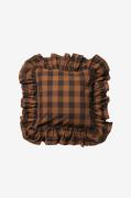 Midnatt - Kuddfodral med volang Gingham - Brun - Prydnadskuddar & kudd...