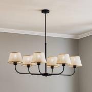 TK Lighting Ljuskrona Chicago, linne skärmar 6 lampor