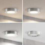Prios LED-taklampa Edwina, silver, 18 cm, CCT, IP44