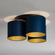 Luminex Taklampa Soho cylindrisk, 3fl blå/guld