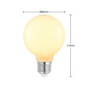 Arcchio LED-lampa E27 8W G80 2.700K dimbar, opal, set om 3