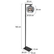 Steinhauer Golvlampa Lotus, svart, metall, glas, E27
