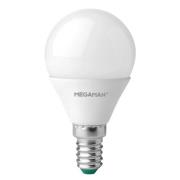 MEGAMAN LED-lampa E14 droppe 4,9W, opal, universalvit