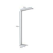 LED-golvlampa till kontor MAULjet, silverfärgad, dimbar, 195 cm