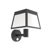 EGLO LED-vägglampa Altilia, svart, plast, sensor