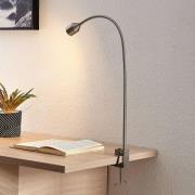 Lindby LED-klämlampa Hanilo, höjd 80 cm, nickel, metall