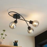 Lindby taklampa Elaina, 54 cm, 3 lampor, svart/rök, E14