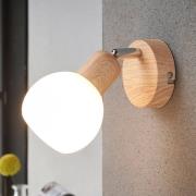 Lindby Spotlight till vägg Svenka, 1 lampa träoptik