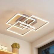 Lindby Qiana LED-taklampa CCT, kantig, nickel