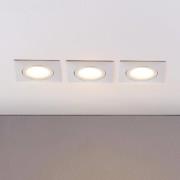 Lindby LED-inbyggnadslampa Andrej, kantig, vit, 3-pack