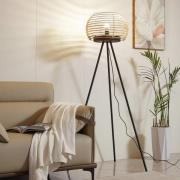 Lindby golvlampa E27, svart, trä, 159 cm hög, E27