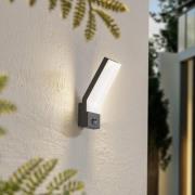 Lindby LED utomhusvägglampa Korvik, aluminium, mörkgrå, sensor