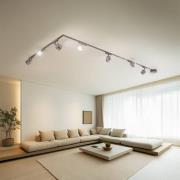 Lindby Skenesystem 48V Lumaro Spots 7 lampor svart Ø8cm dimbar