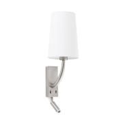 FARO BARCELONA Rem vägglampa med LED-läslampa, vit/nickel