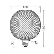 OSRAM Decor LED Flat Globe E27 3,5W svart 2,700K metall