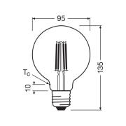 OSRAM LED-filamentlampa Globe G95 E27 5W Filament 2,700K