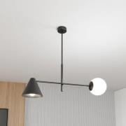 EMIBIG LIGHTING Taklampa Hermes, 2 lampor, svart, glas, 70 cm, E14