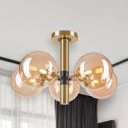 Lamkur Lighting Natalia taklampa, 5 lampor, glas, guld