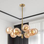 Lamkur Lighting Taklampa Natalia, 8 lampor, glas, guld