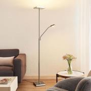 Lindby LED-golvlampa Sumani, kantig, nickel, höjd 180 cm
