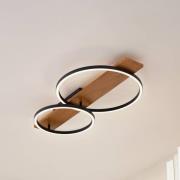 Lindby LED-taklampa Galad, svart, trä, 2 lampor, 75 cm