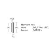 HerzBlut LED-vägglampa Hermann mini, naturlig ek, dimbar