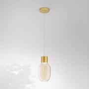 Fabas Luce LED-hänglampa Lapo, 1 lampa, cognacsfärgad, Ø 16cm, glas