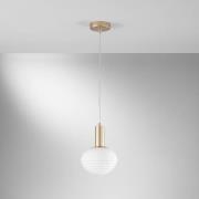 Eco-Light Ripple pendellampa, guldfärgad/opal, Ø 18 cm