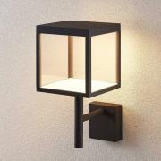 Lucande LED-vägglampa Cube, antracit, glas, 37cm, IP54