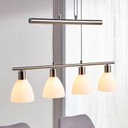 Lindby hänglampa Simeon, nickelfärgad, glas, 73 cm, E14