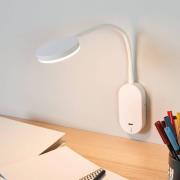 Lindby LED-vägglampa Milow, vit, 39,5 cm, USB-anslutning