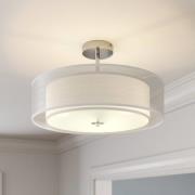 Lindby taklampa Pikka, vit, textil, Ø 50 cm, E27