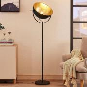 Lindby golvlampa Muriel, 1 lampa, svart/guld, metall