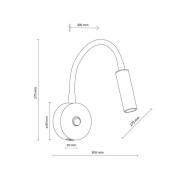 TK Lighting Vägglampa Lagos USB, 27 cm, svart, läslampa, G9