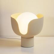 Lindby Fiora bordslampa, beige, glas, metall, Ø 20 cm