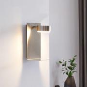 Lindby vägglampa Kaylou, nickelfärgad, USB, hylla, aluminium