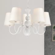 Lamkur Ljuskrona Mary med fem skärmar, vit