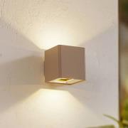 Lucande LED-utomhusvägglampa Aaron, beige, IP54, upp/ner