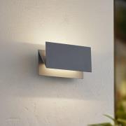 Lucande LED-utomhusvägglampa Meja, grå, aluminium, 27cm, IP54