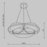 Maytoni LED-hänglampa Breeze, Ø 60 cm, mässing/klar, akryl